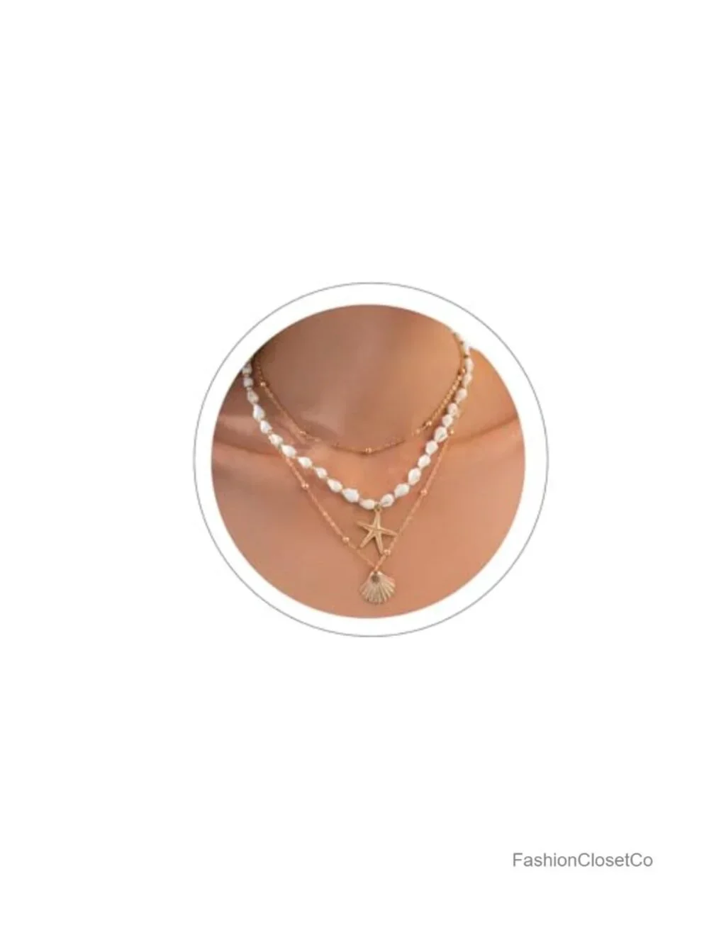 3-Piece Seashell Choker Set for Women Stackable Beach Jewelry
